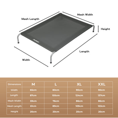 Pawz Heavy-Duty Elevated Trampoline Pet Bed for Dogs and Puppies - Large Raised Mesh Hammock