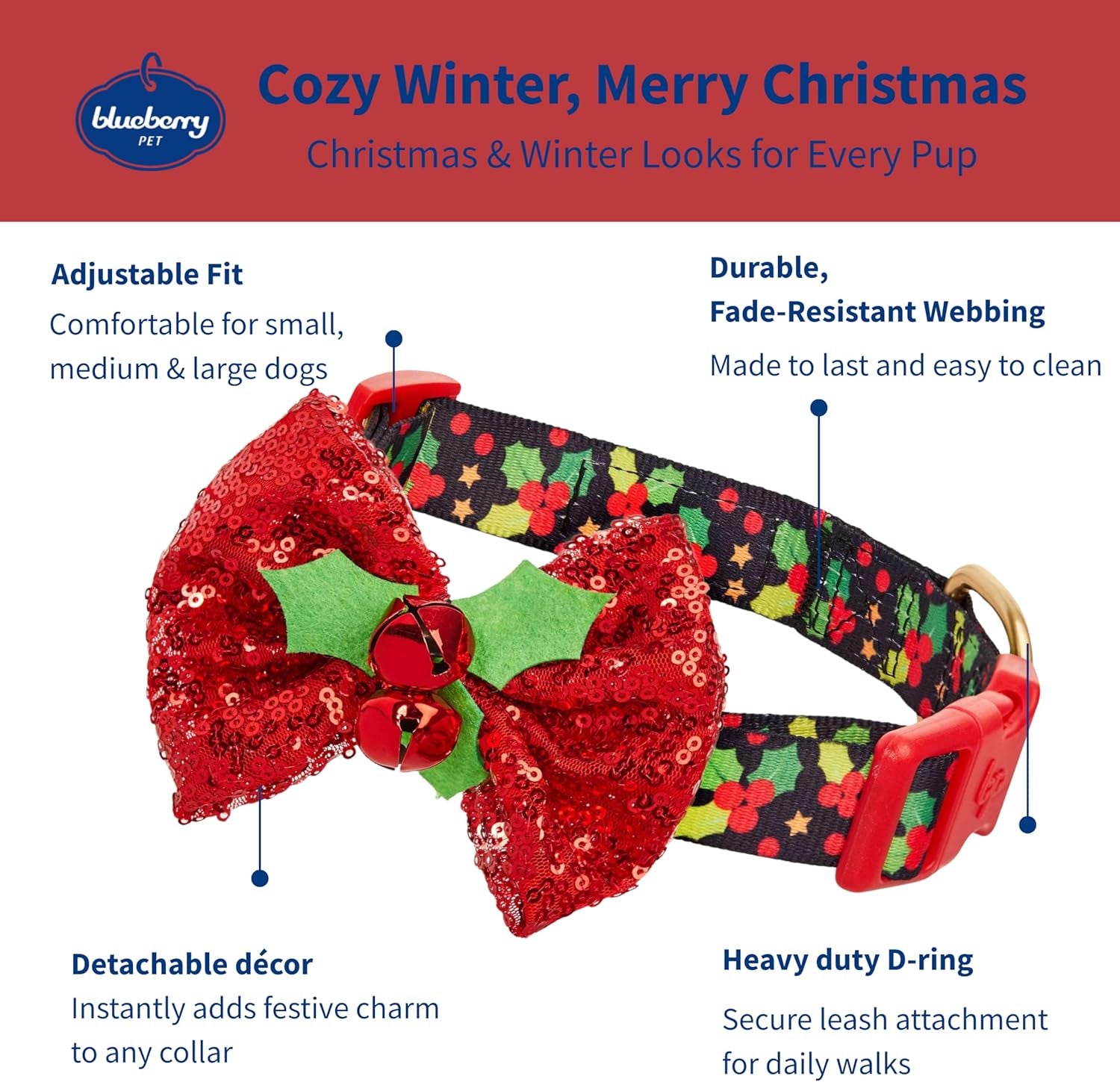 10+ Designs Holiday Christmas Festival Dog Collars, Collar Covers