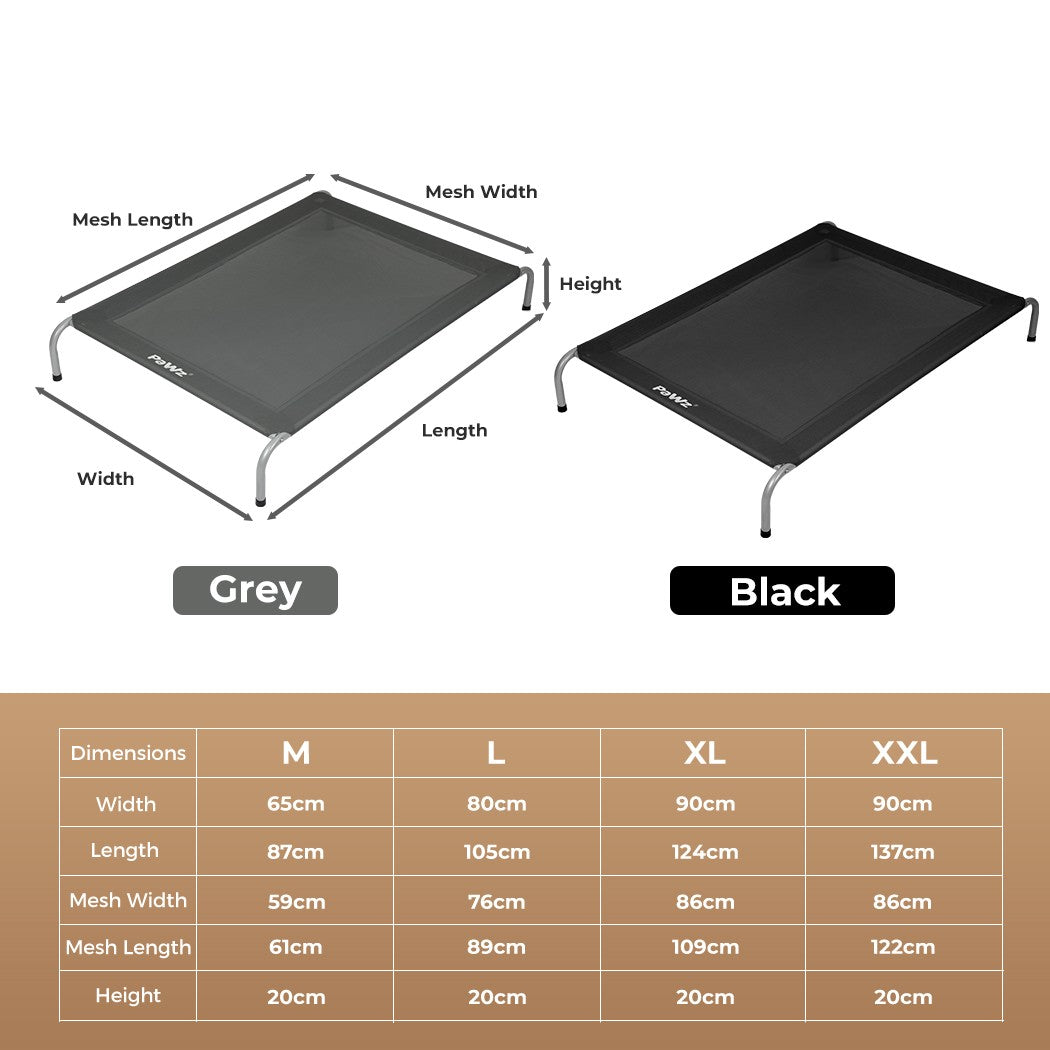 Pawz Heavy-Duty Elevated Trampoline Pet Bed for Dogs and Puppies - Large Raised Mesh Hammock