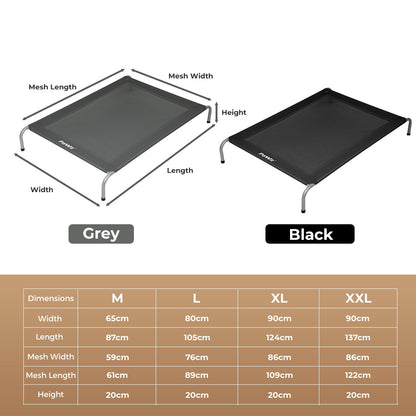 Pawz Heavy-Duty Elevated Trampoline Pet Bed for Dogs and Puppies - Large Raised Mesh Hammock