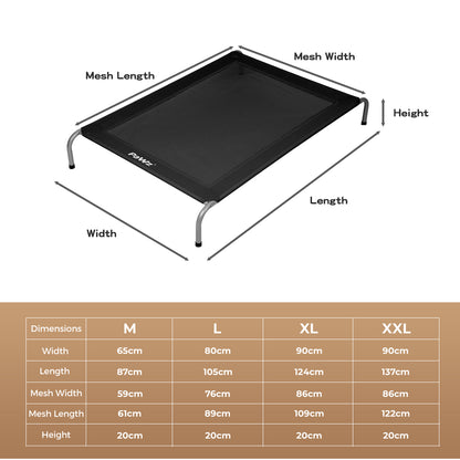 Pawz Heavy-Duty Elevated Trampoline Pet Bed for Dogs and Puppies - Large Raised Mesh Hammock