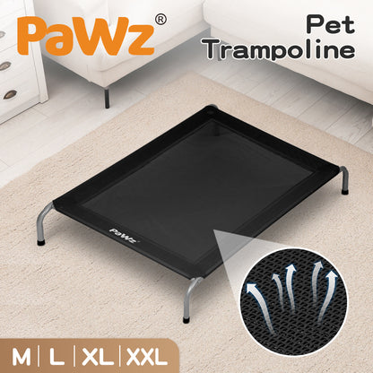 Pawz Heavy-Duty Elevated Trampoline Pet Bed for Dogs and Puppies - Large Raised Mesh Hammock